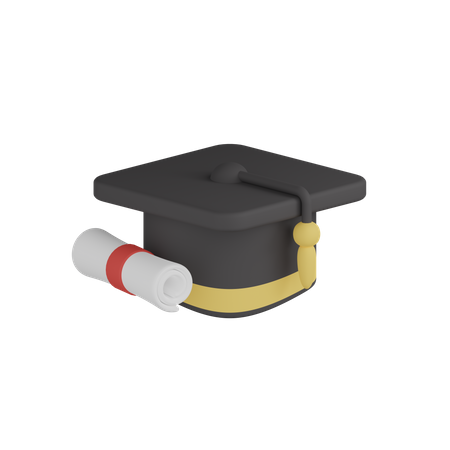 Graduation Hat  With Certificate  3D Icon