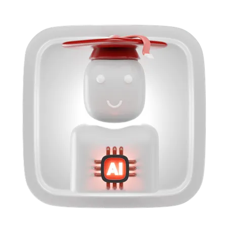 Graduation Robot  3D Icon