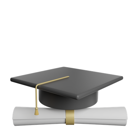 Graduation Toga with certificate  3D Illustration