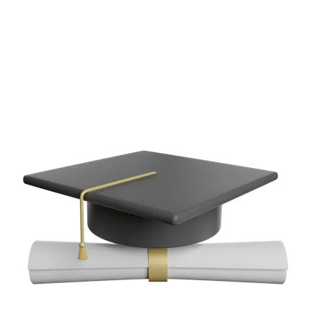 Graduation Toga with certificate  3D Illustration