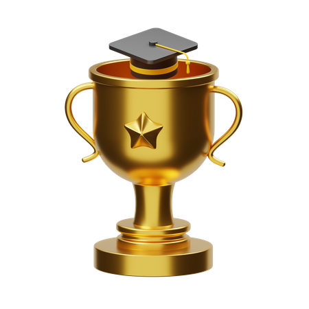 Graduation Trophy 3D Illustration