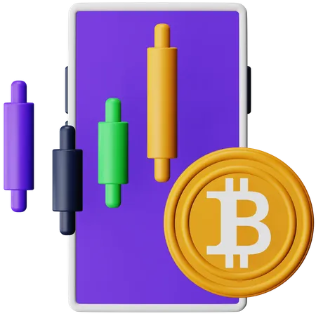 Gráfico de bitcoins  3D Icon