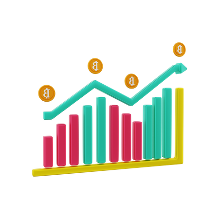 Gráfico de bitcoin alcista  3D Illustration