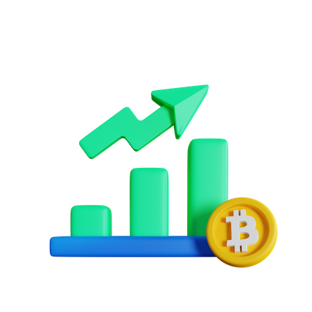 Gráfico de bitcoin alcista  3D Icon