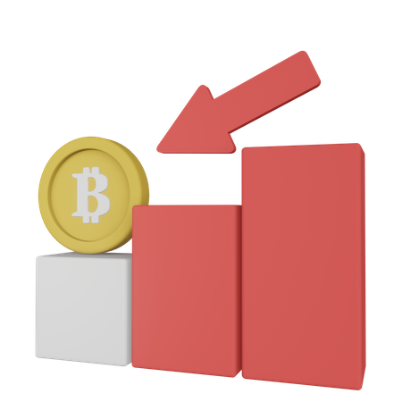 Gráfico de bitcoin para baixo  3D Illustration