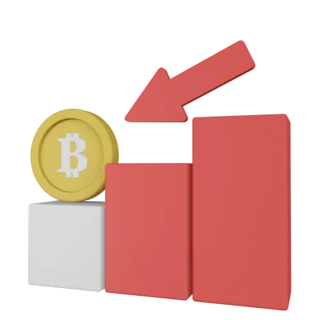 Gráfico de bitcoin para baixo  3D Illustration