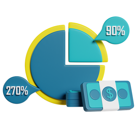 Gráfico circular de finanzas y banca  3D Icon