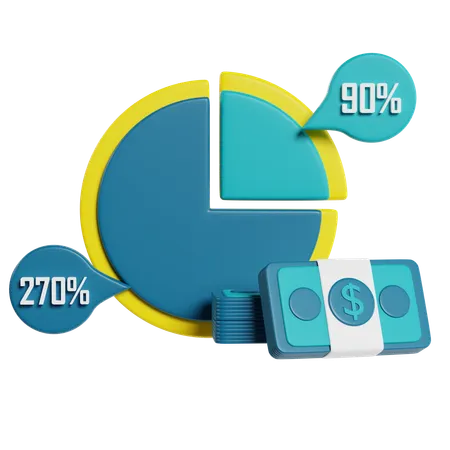 Gráfico circular de finanzas y banca  3D Icon