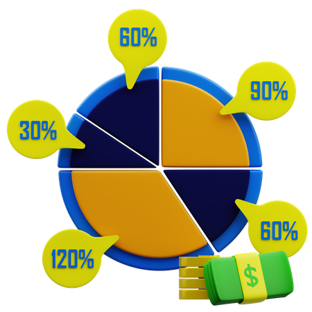 Gráfico circular de finanzas y banca  3D Icon