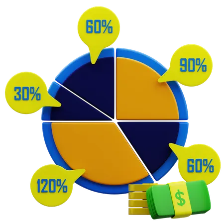 Gráfico circular de finanzas y banca  3D Icon