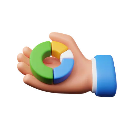 Mano sosteniendo un gráfico circular  3D Icon