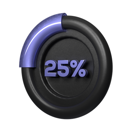Gráfico circular del 25 por ciento  3D Illustration