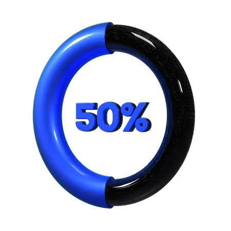 Gráfico circular del 50 por ciento  3D Illustration