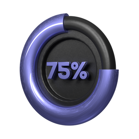 Gráfico circular del 75 por ciento  3D Illustration