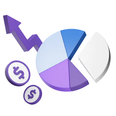 Gráfico circular que muestra el crecimiento financiero  3D Icon
