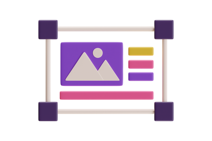 Gráfico colorido com moldura de imagem  3D Icon
