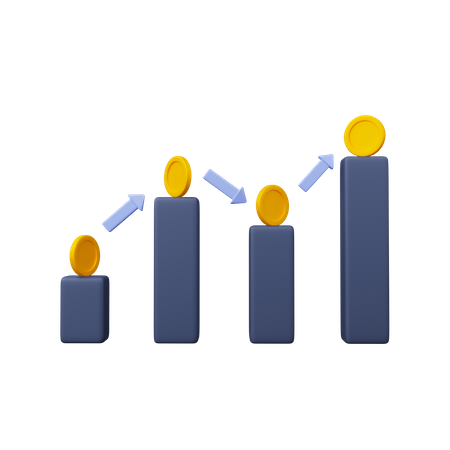 Gráfico con moneda  3D Icon