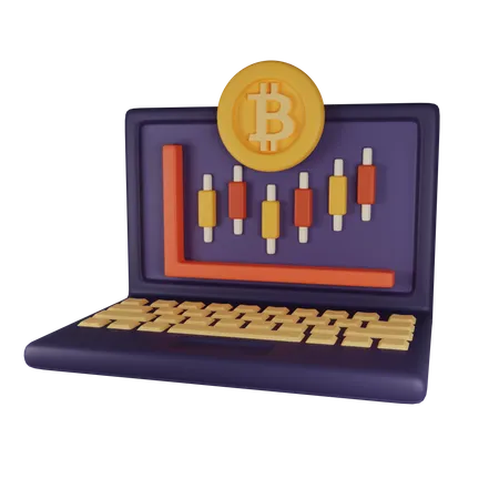 Gráfico de ações de criptomoeda  3D Illustration