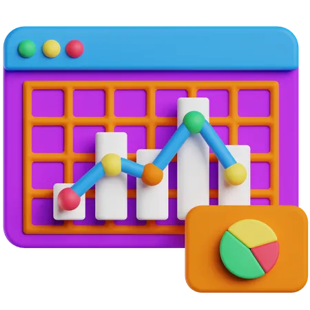 Gráfico de análise de dados  3D Icon