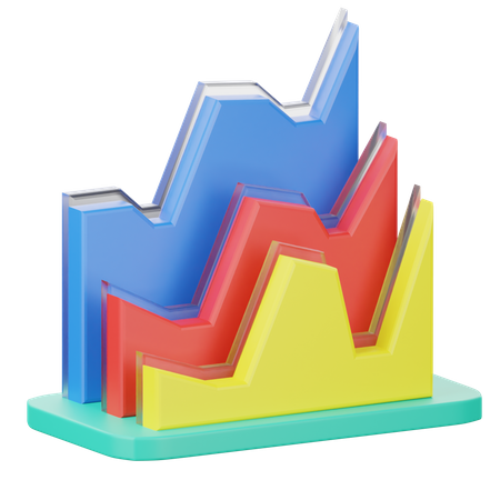 Gráfico de área empilhada  3D Icon