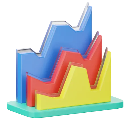 Gráfico de área empilhada  3D Icon