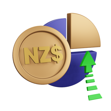 Dólar da nova zelândia aumenta gráfico monet  3D Icon