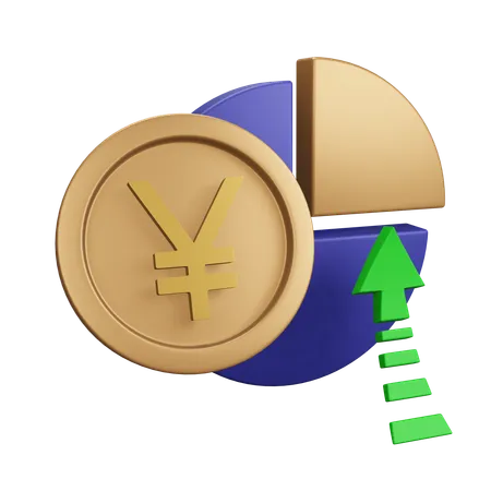 Gráfico de monet de aumento del yen japonés  3D Icon