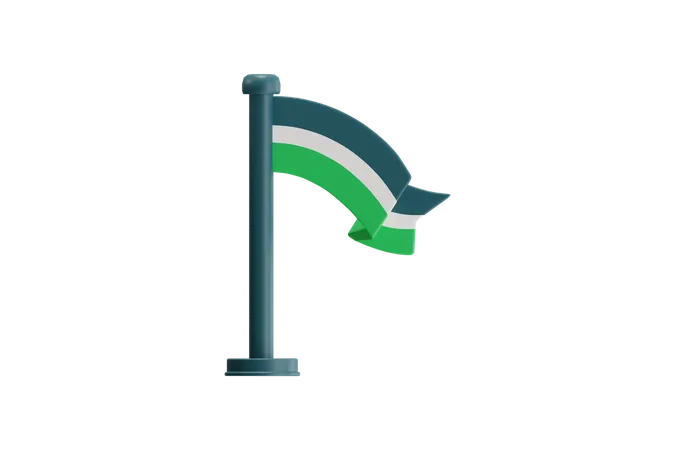 Gráfico de bandera estilizada con verde y rayas.  3D Icon