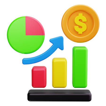 Crescimento do gráfico de barras  3D Icon