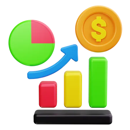 Crescimento do gráfico de barras  3D Icon