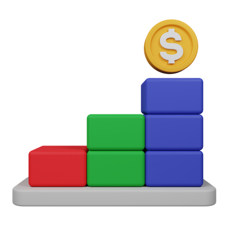 Gráfico de barras ascendentes financieras  3D Icon