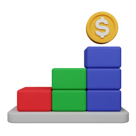 Gráfico de barras ascendentes financieras  3D Icon