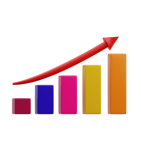 Gráfico de barras subir  3D Icon