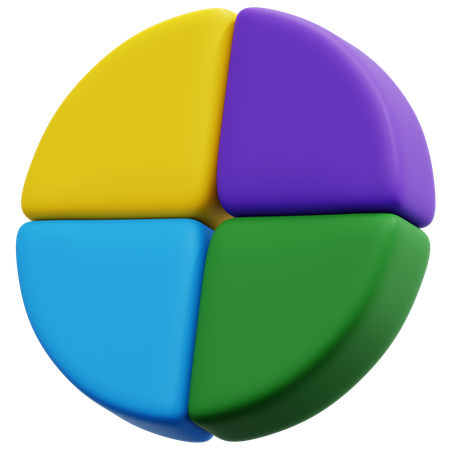 Gráfico circular de quatro segmentos  3D Icon