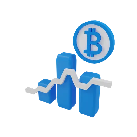 Gráfico de crecimiento de bitcoin  3D Illustration
