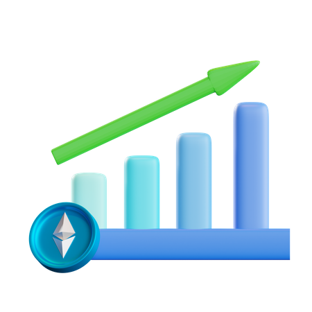 Gráfico de crecimiento de Ethereum  3D Icon