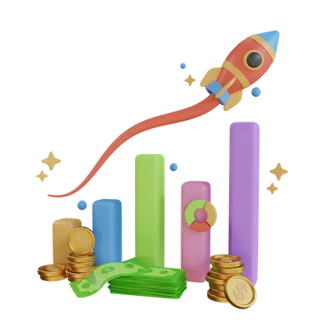 Tabla de crecimiento de ingresos  3D Illustration