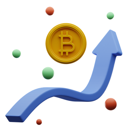 Gráfico de crecimiento del comercio de bitcoins  3D Illustration