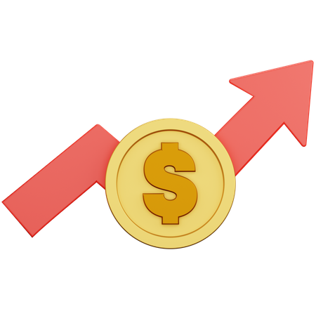 Gráfico de crecimiento del dólar  3D Icon
