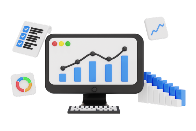 Gráfico de crecimiento del empresario  3D Illustration