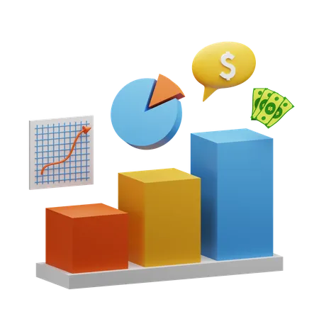 Gráfico de crecimiento financiero  3D Icon