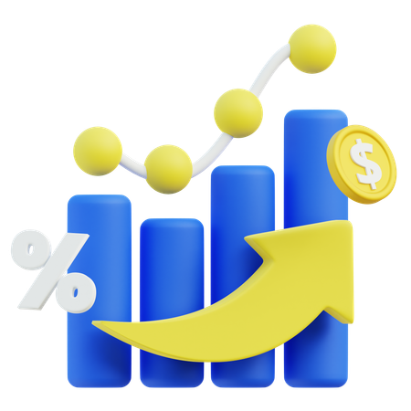 Gráfico de crescimento  3D Icon