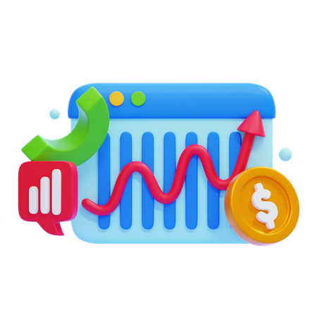 Gráfico de crescimento  3D Icon