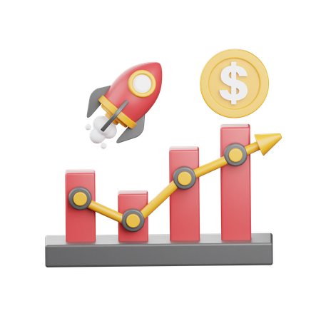 Gráfico de crescimento  3D Icon