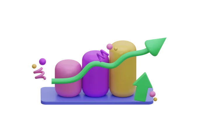 Gráfico de crescimento  3D Icon