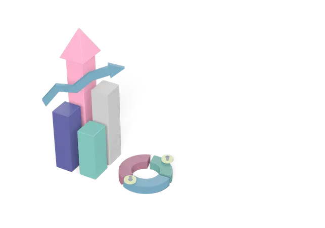 Gráfico de crescimento  3D Icon