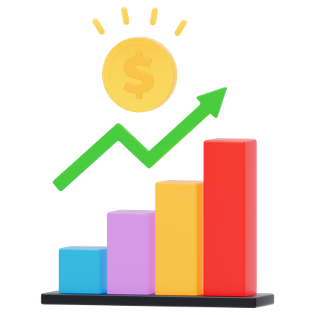 Gráfico de crescimento  3D Icon