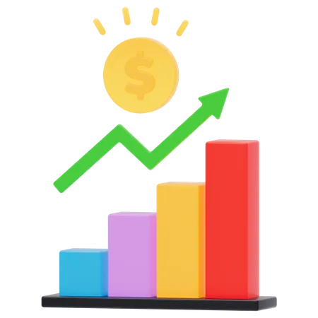 Gráfico de crescimento  3D Icon