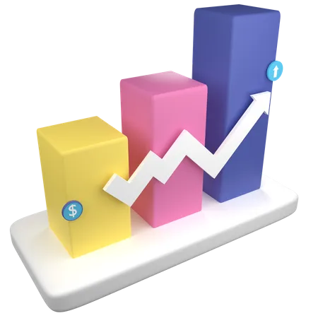 Gráfico de crescimento  3D Icon