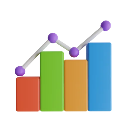 Gráfico de crescimento de linha  3D Icon